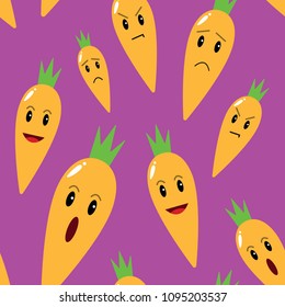 carrots with emotions seamless pattern