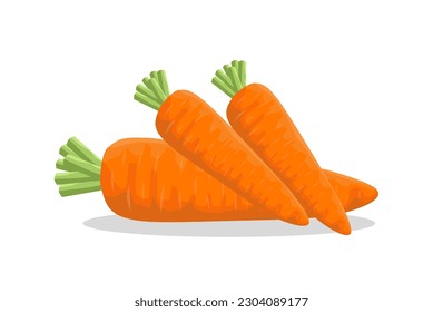 carrots flat vector illustration, isolated at white background