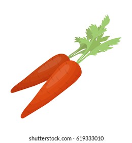 Carrots with foliage . Easter single icon in cartoon style vector symbol stock illustration.
