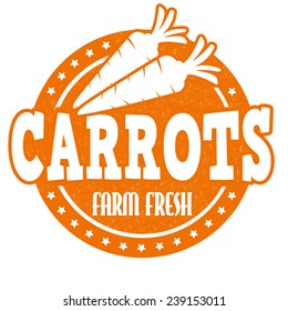 Carrots grunge rubber stamp or label on white, vector illustration