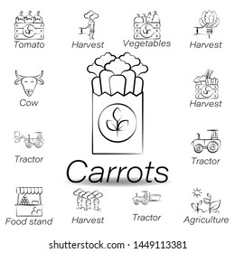carrots hand draw icon. Element of farming illustration icons. Signs and symbols can be used for web, logo, mobile app, UI, UX