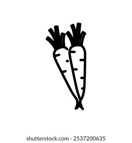 Vector de icono de zanahorias, icono de estilo de línea