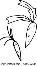 carrots illustration. Hand-drawn doodles illustration. Line art. Icon
