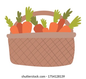 carrots inside basket design, Vegetable organic food healthy fresh natural and market theme Vector illustration