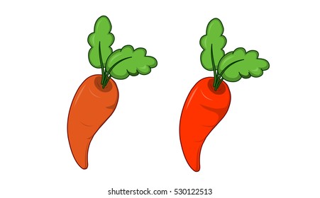 Carrots with Leaves - Cartoon Vector Image
