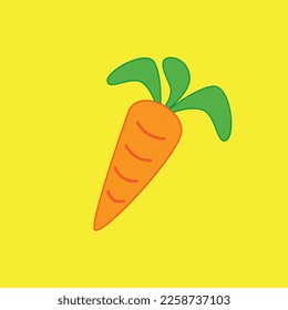 Carrots on a yellow background. Vector illustration. Icon. Sign. Symbol