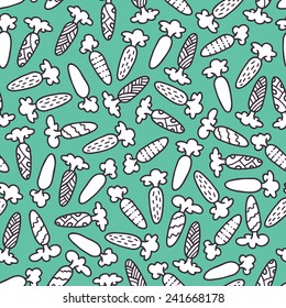 carrots pattern. Vector cute seamless pattern with hand drawn ornate carrots  for wallpaper, web page background, surface textures, textile, scrap book
