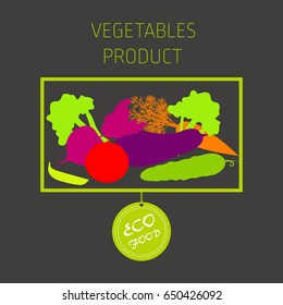 Carrots, peppers, cucumber, eggplant, beetroot, tomato, broccoli, green peas, vegetable set, vector background, fresh vegetables, healthy diet, greeting card
