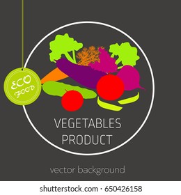 Carrots, peppers, cucumber, eggplant, beetroot, tomato, broccoli, green peas, vegetable set, vector background, fresh vegetables, healthy diet, greeting card
