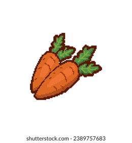Carrots pixel 8bit art vector illustration background.
