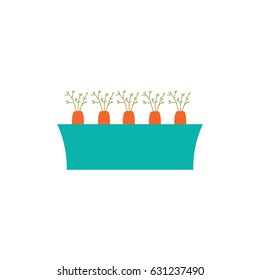 Carrots in pot icon in flat style for web, infographics and creative design. Vector illustration