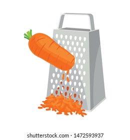 Carrots rubbed on a grater. Vector illustration on white background.