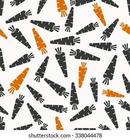carrots seamless pattern in black and orange coloursvector illustration - eps 8