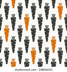 carrots seamless pattern in black and orange coloursvector illustration - eps 8