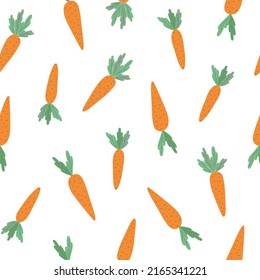 Carrots seamless pattern, fresh vegetable vector illustration, healthy organic food concept, Easter holiday celebration element, vegan diet, farm products, harvest time decor for textile, gift paper