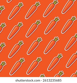 Carrots seamless pattern, fresh vegetable vector illustration, healthy organic food concept, Easter holiday celebration element, vegan diet, farm products, harvest time decor for textile, gift paper
