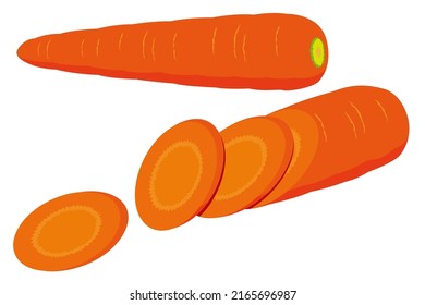 Carrots and sliced carrots against white background