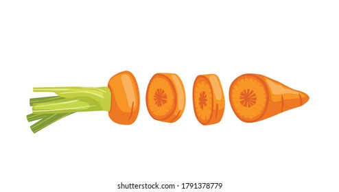 Carrots sliced isolated on a white background.