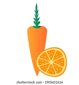 carrots and sliced orange orange closeup for healthy lifestyle and nutrition advertising