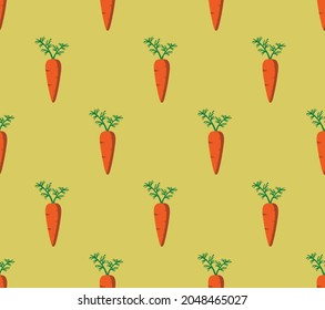 
Carrots vector pattern, seamless yellow background, vegetables.