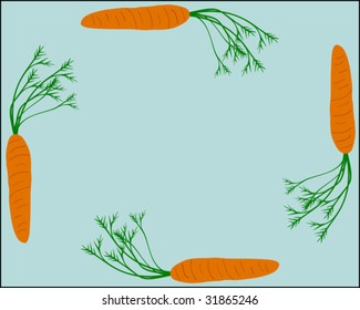 Carrots as vegetable frame with light blue background