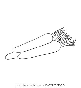 Zanahorias Vegetal Simple Ilustración vectorial Lineal