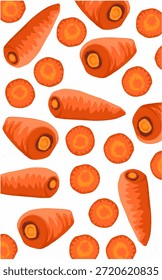 cenouras vegetais e fatias de cenouras laranja são mostrados neste padrão isolado no branco