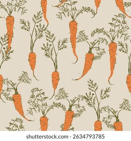 Carrots Vegetable Vector Seamless Pattern