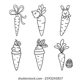 A Carrot-Themed Easter, Cute carrot illustrations with animals and decorations for Easter fun