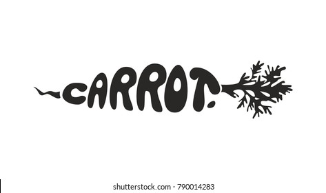 Carrot.Vegetable lettering. Premium handmade vector lettering and calligraphy phrase for invitation, greeting card, t-shirt, prints, social media, blogs and posters .Vector illustration.