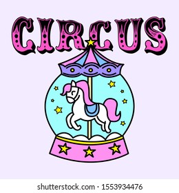 CARROUSEL HORSE, SLOGAN PRINT VECTOR