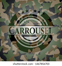 Carrousel on camouflage pattern. Vector Illustration. Detailed.