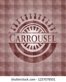 Carrousel red badge with geometric pattern. Seamless.