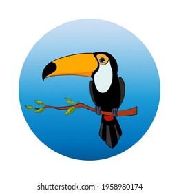 carrtoon vector ilustration cartoon toucan is sitting on a branch