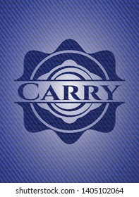 Carry badge with denim background. Vector Illustration. Detailed.
