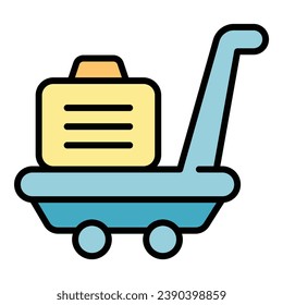 Carry bag icon outline vector. Hotel luggage. Travel box color flat