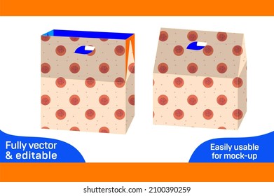 Carry bag or shopping bag die cut template and 3d render file