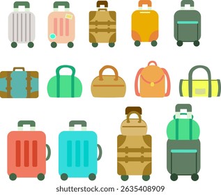 Carry bag, travel bag illustration set