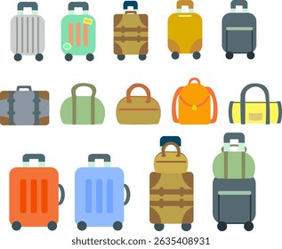 Carry bag, travel bag illustration set