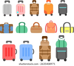 Carry bag, travel bag illustration set