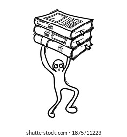 Carry books. Doodle vector icon. Drawing sketch illustration hand drawn cartoon line.