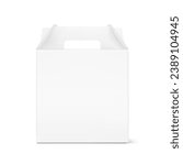 Carry box with handle for transport and sell your product mockup. Vector illustration isolated on white background. Easy to use for presentation your product, idea, promo, design. EPS10.