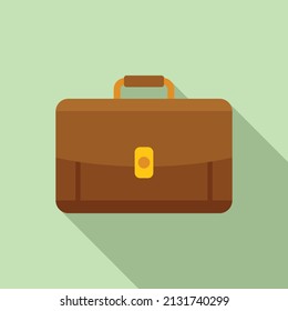 Carry briefcase icon flat vector. Work bag. Leather portfolio