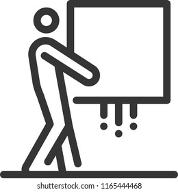 Carry container, bold line stick figure icon. The illustration is vector, editable stroke, 48x48 pixel perfect. Crafted with precision and eye for quality.