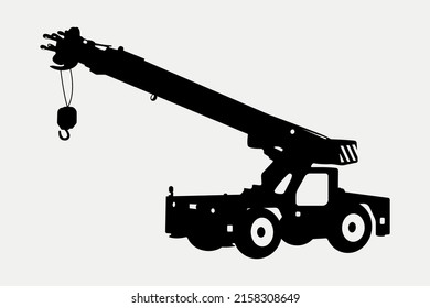 Carry Deck Crane construction vehicle, heavy Equipment Silhouette Vector Illustration.