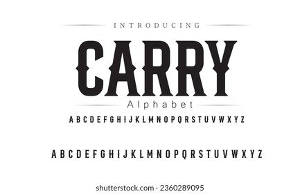 Carry Font. Alphabet. Script. Typeface. Label .Vintage typeface. For labels and different type designs