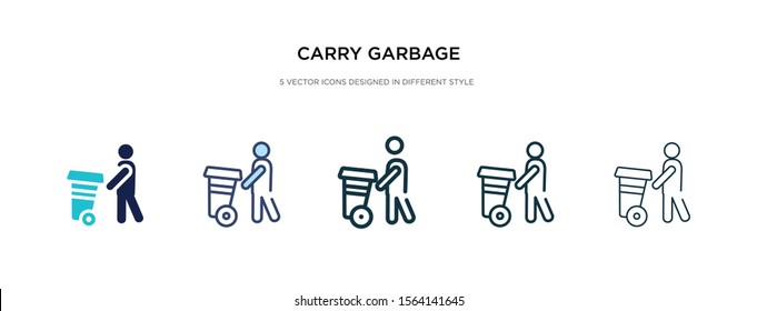 carry garbage icon in different style vector illustration. two colored and black carry garbage vector icons designed in filled, outline, line and stroke style can be used for web, mobile, ui