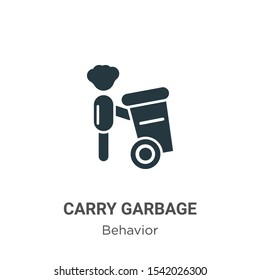 Carry garbage vector icon on white background. Flat vector carry garbage icon symbol sign from modern behavior collection for mobile concept and web apps design.