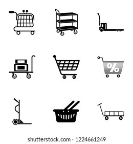 Carry the goods icons set. Simple set of 9 carry the goods vector icons for web isolated on white background