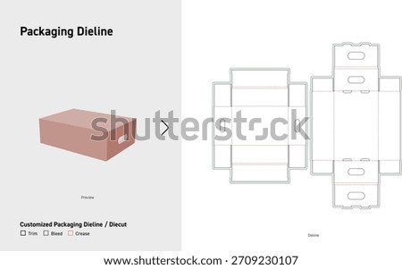 Carry Handle Gift Box Dieline Folding Carton Packaging Template